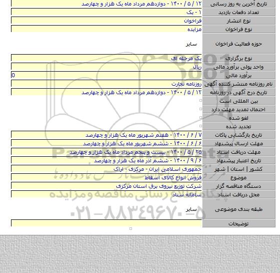 فروش انواع کالای اسقاط