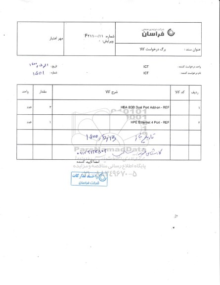 مناقصه, مناقصه HBA 8GB Dual Port Add-on-REF ...