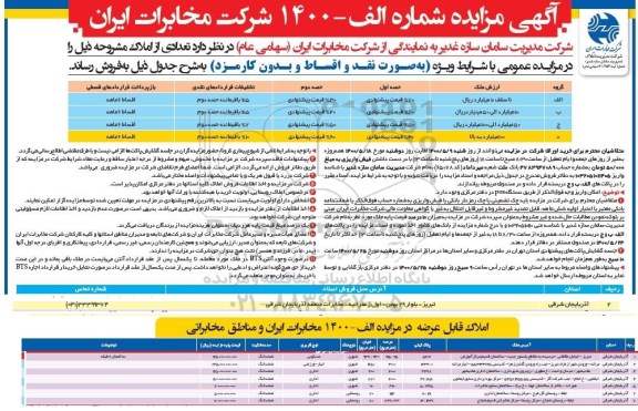 مزایده تعدادی از املاک