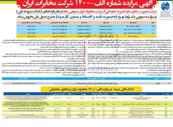 مزایده تعدادی از املاک