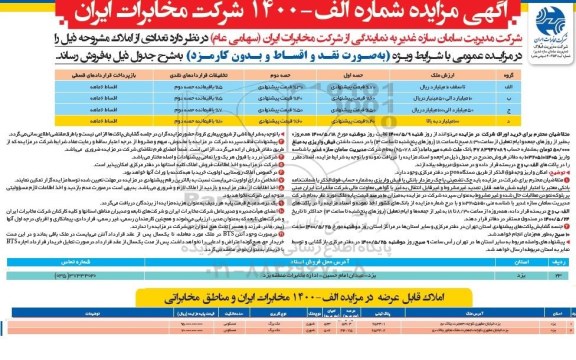 مزایده تعدادی از املاک