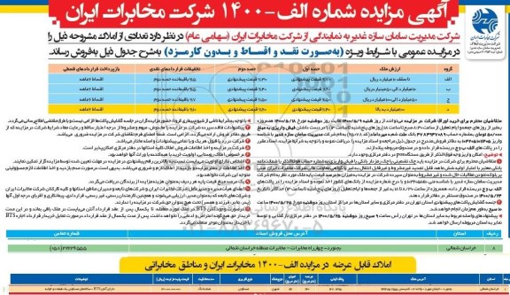 مزایده تعدادی از املاک