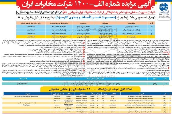 مزایده تعدادی از املاک