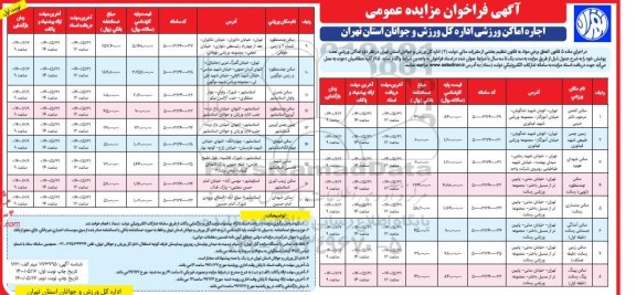 مزایده اجاره اماکن ورزشی