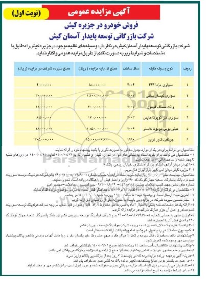 مزایده، مزایده فروش خودرو 