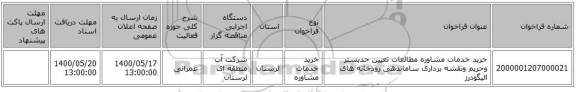 خرید خدمات مشاوره مطالعات تعیین حدبستر وحریم ونقشه برداری ساماندهی رودخانه های الیگودرز
