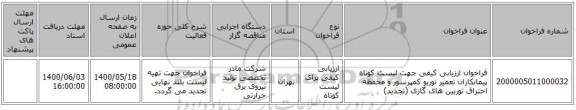 فراخوان ارزیابی کیفی جهت لیست کوتاه پیمانکاران تعمیر توربو کمپرسور و محفظه احتراق توربین های گازی (تجدید)