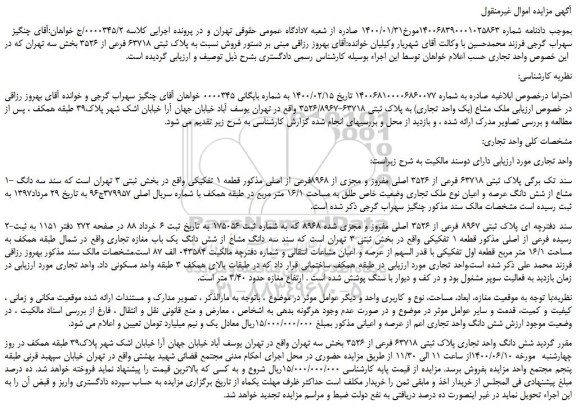 مزایده واحد تجاری