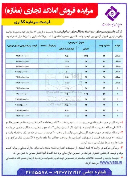 مزایده فروش 12 مغازه
