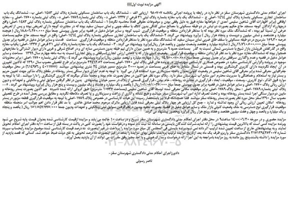 مزایده،مزایده فروش ششدانگ یک باب ساختمان مسکونی بشماره پلاک ثبتی 1483-اصلی و...