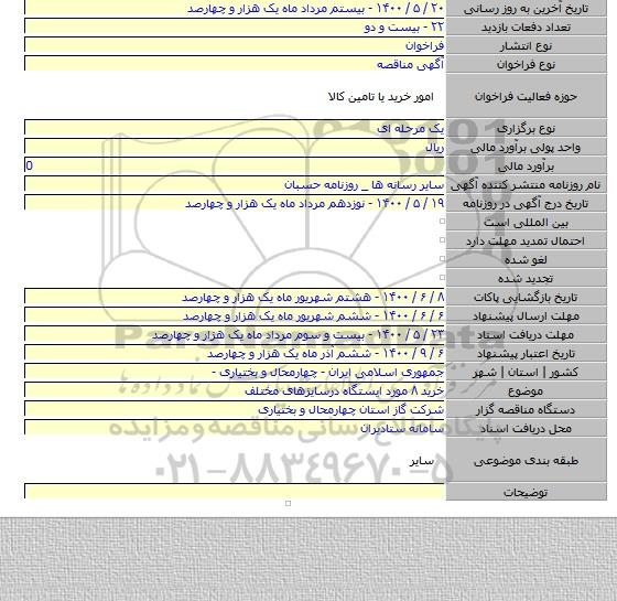 خرید ۸ مورد ایستگاه درسایزهای مختلف