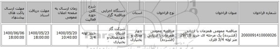 مناقصه عمومی همزمان با ارزیابی (فشرده) یک مرحله ای خرید 29718 متر لوله 3/4 فلزی