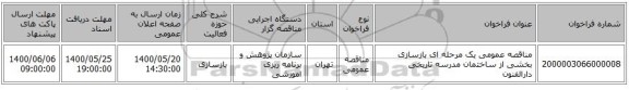 مناقصه عمومی یک مرحله ای بازسازی بخشی از ساختمان مدرسه تاریخی دارالفنون