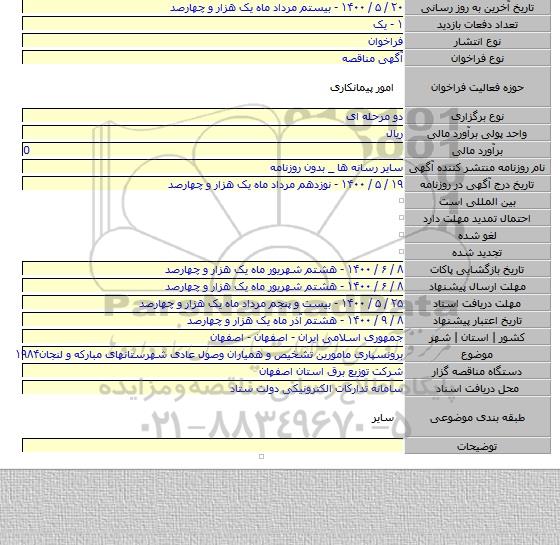 برونسپاری مامورین تشخیص و همیاران وصول عادی شهرستانهای مبارکه و لنجان۱۹۸۴
