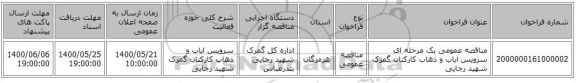 مناقصه عمومی یک مرحله ای سرویس ایاب و ذهاب کارکنان گمرک شهید رجایی