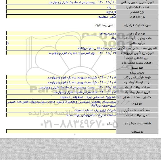 برونسپاری مامورین تشخیص و همیاران وصول عادی شهرستانهای فلاورجان-خمینی شهر–نجف آباد۱۹۷۹