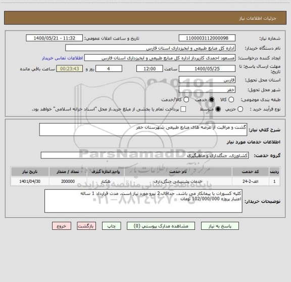 استعلام گشت و مراقبت از عرصه های منابع طبیعی شهرستان خفر
