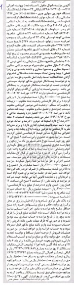 مزایده ششدانگ یک دستگاه خودرو سواری چری مدل 96