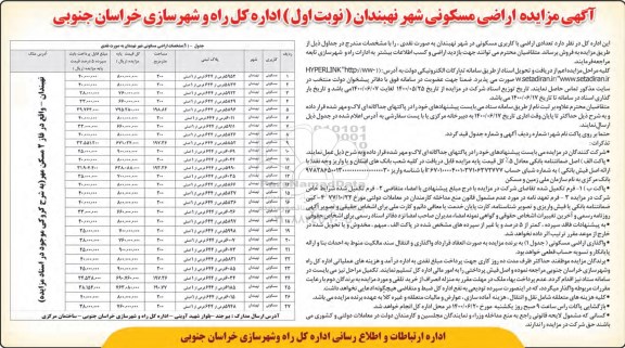 مزایده،مزایده فروش تعدادی اراضی با کاربری مسکونی نوبت اول
