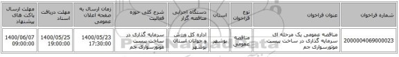 مناقصه عمومی یک مرحله ای سرمایه گذاری در ساخت پیست موتورسواری جم