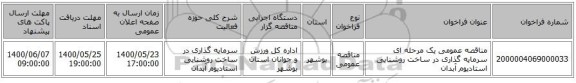 مناقصه عمومی یک مرحله ای سرمایه گذاری در ساخت روشنایی استادیوم آبدان