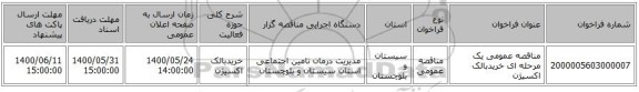 مناقصه عمومی یک مرحله ای خریدبالک اکسیژن 