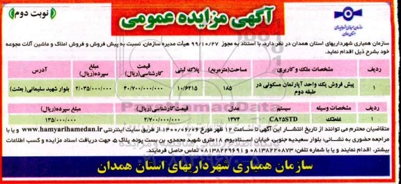 مزایده،مزایده پیش فروش و فروش املاک و ماشین آلات مجموعه 