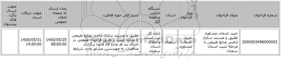 خرید خدمات مشاوره تطبیق و مستند سازی اراضی منابع طبیعی تا مرحله تثبیت استان سمنان