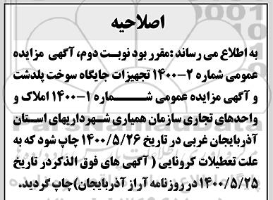 اصلاحیه مزایده واگذاری تجهیزات جایگاه سوخت