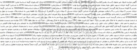 آگهی مزایده ملک مذکور بصورت یک واحد زمین محصور با حدود 458مترمربع