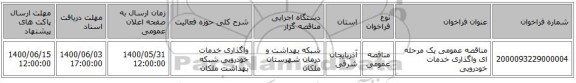 مناقصه عمومی یک مرحله ای واگذاری خدمات خودرویی 