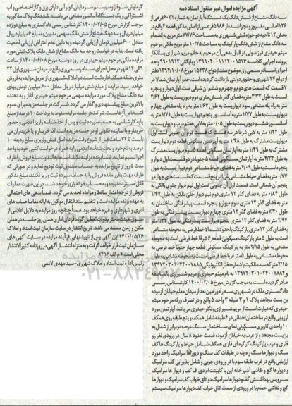 مزایده،مزایده سه دانگ مشاع از ششدانگ یک دستگاه آپارتمان