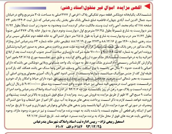 مزایده,ششدانگ یکبابخانه دوبلکس