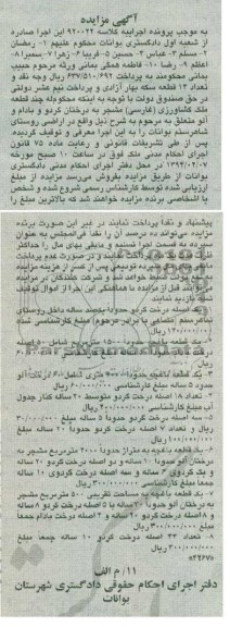 مزایده,چند قطعه ملک کشاورزی