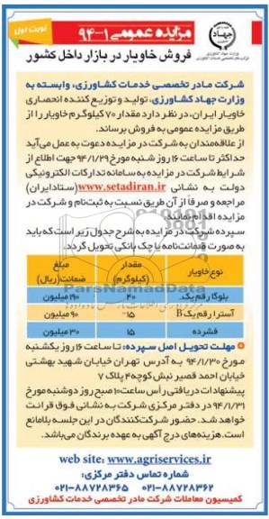 مزایده عمومی , مزایده فروش خاویار در بازار داخل کشور