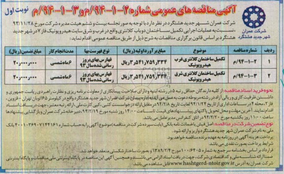 آگهی مناقصه ,مناقصه تکمیل ساختمان کلانتری غرب هیدروپونیک