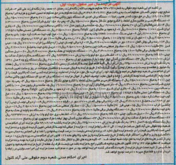 مزایده مال غیرمنقول , مزایده مال غیرمنقول دستگاه برش ام دی اف