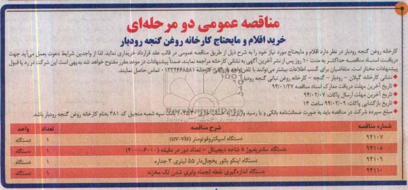 مناقصه عمومی دو مرحله ای , مناقصه دستگاه اسپکتروفوتومتر (uv-vis)...