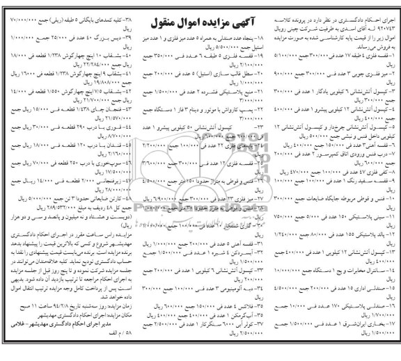 آگهی مزایده , مزایده فروش قفسه فلزی و ...