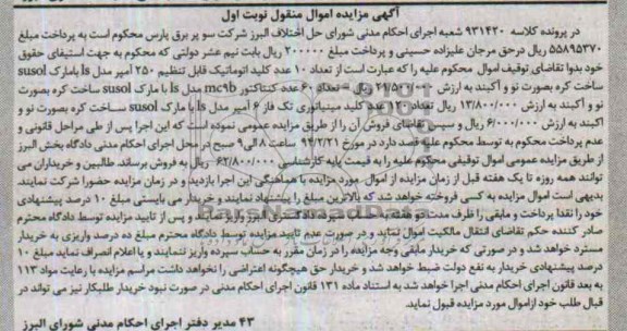 آگهی مزایده,مزایده 10عدد کلید اتوماتیک