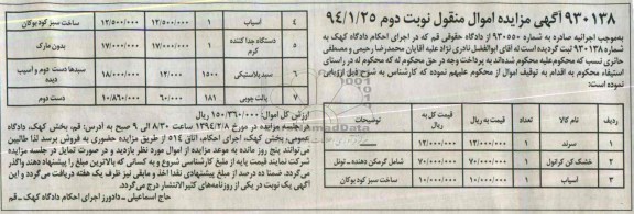 آگهی مزایده اموال غیر منقول,مزایده سرند