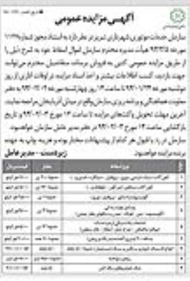 مزایده عمومی , مزایده عمومی آهن آلات سبک وسنگین ، آلومینیوم