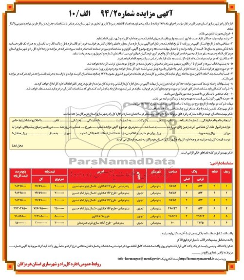 مزایده,چهارقطعه زمین تجاری