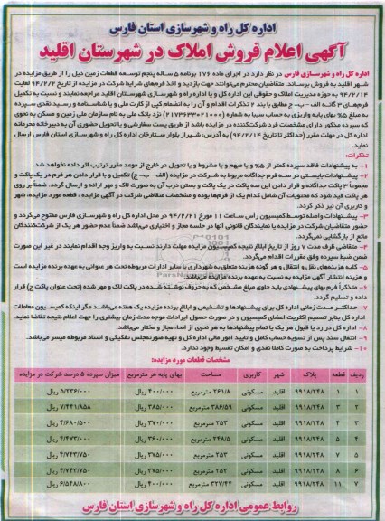 مزایده,املاک