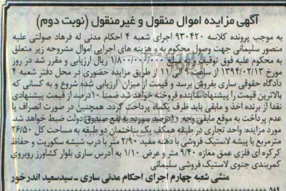 مزایده,واحد تجاری