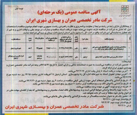 آگهی مناقصه عمومی (یک مرحله ای) , مناقصه ساماندهی و توانمندسازی سکونتگاههای غیر رسمی ...