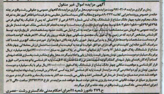 مزایده,پلاک ثبتی