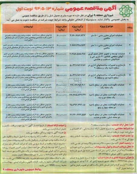 آگهی مناقصه عمومی , مناقصه عملیات اجرای مخزن بتنی 500 متر مکعبی...