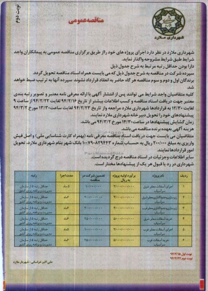 مناقصه عمومی , مناقصه اجرای آسفالت معابر ...