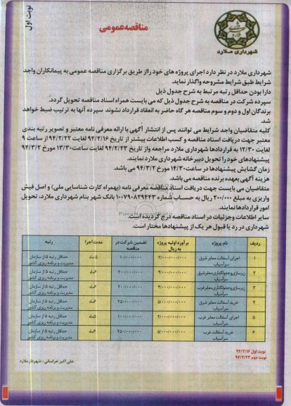 مناقصه عمومی , مناقصه اجرای آسفالت معابر ...